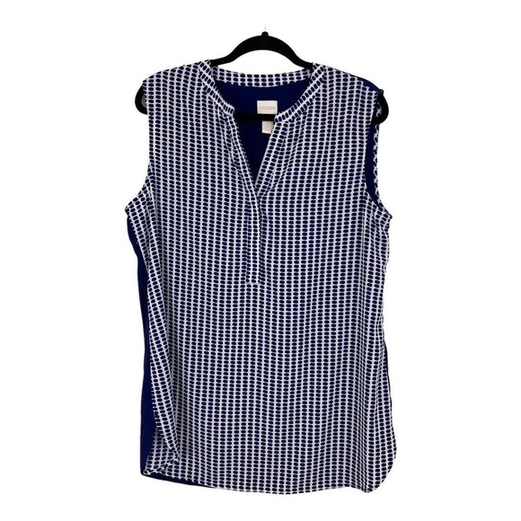Chicos Womens Size 2 Large Purple White Sleeveless Blouse - Picture 1 of 4